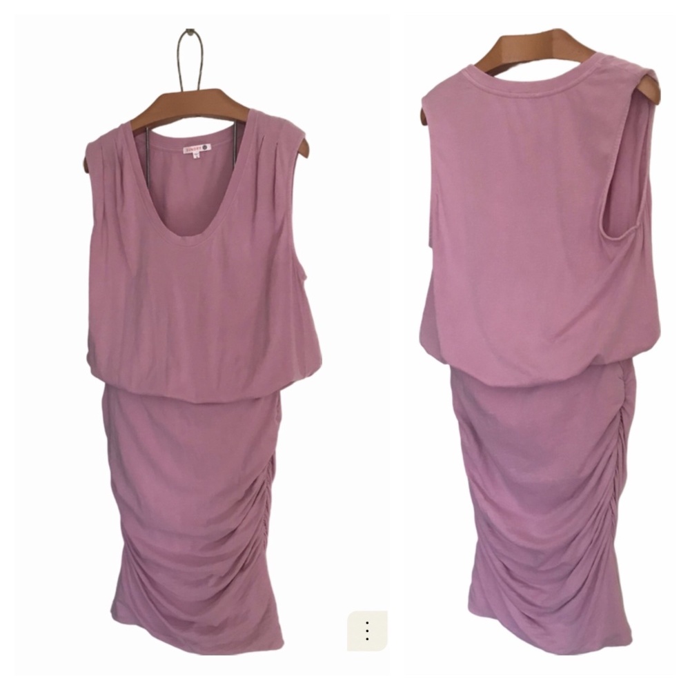 Sundry Dress Tank Ruched Size 2 M Sleeveless pink purple Cotton knit